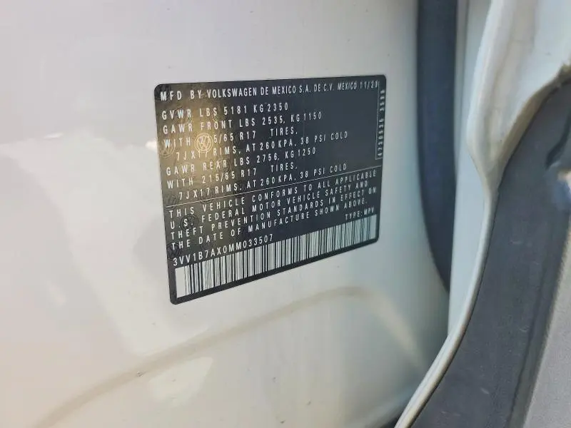 2021 VOLKSWAGEN TIGUAN S  