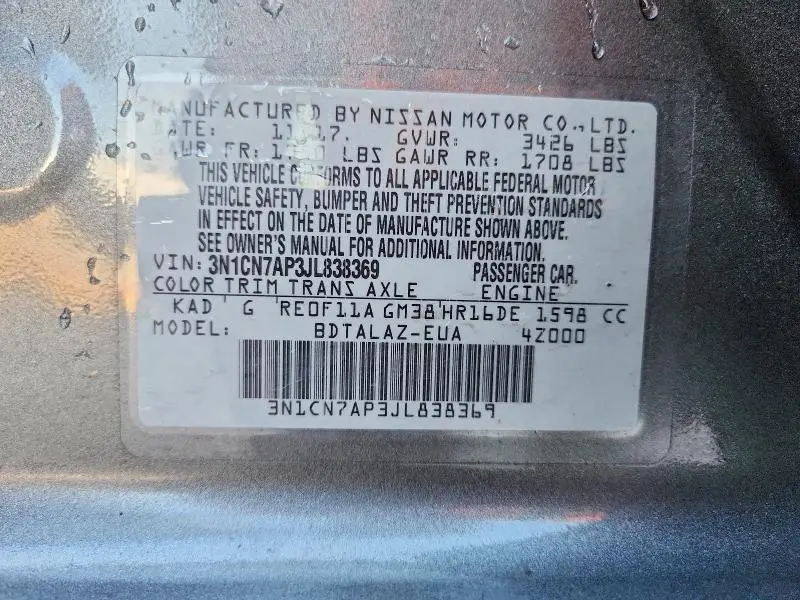 2018 NISSAN VERSA S PLUS  