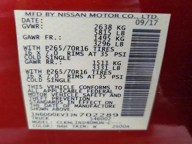 2018 NISSAN FRONTIER S  