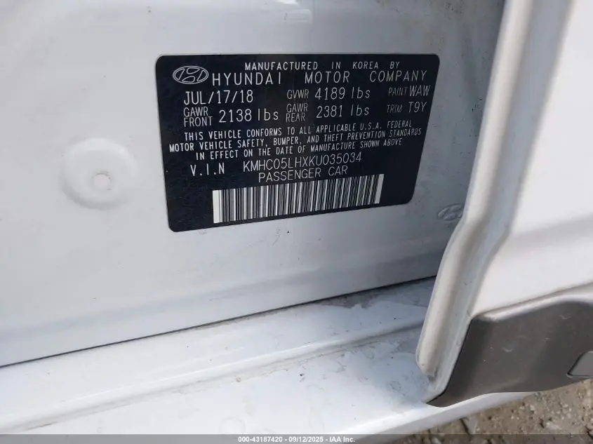 2019 HYUNDAI IONIQ ELECTRIC LIMITED