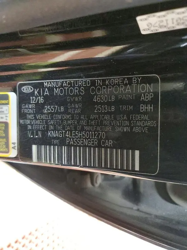 2017 KIA OPTIMA HYBRID  