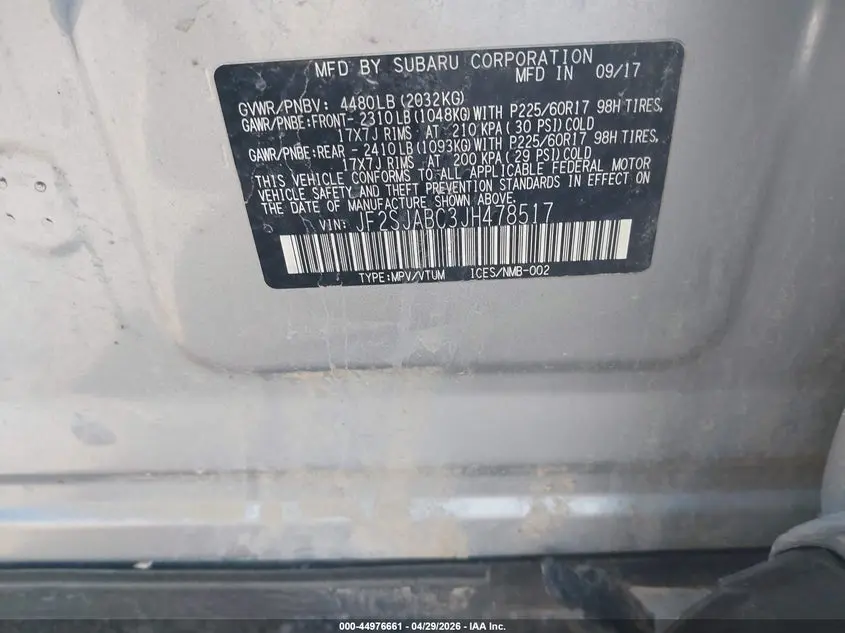 2018 SUBARU FORESTER 2.5I