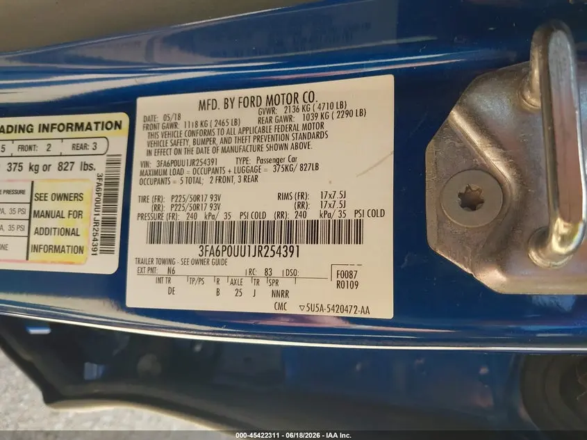 2018 FORD FUSION HYBRID S