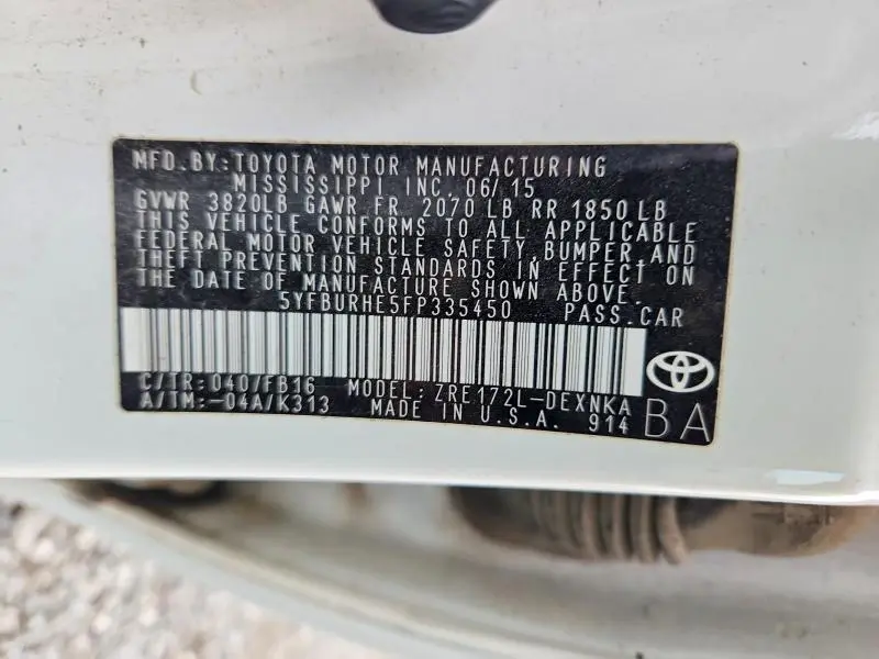 2015 TOYOTA COROLLA LE  