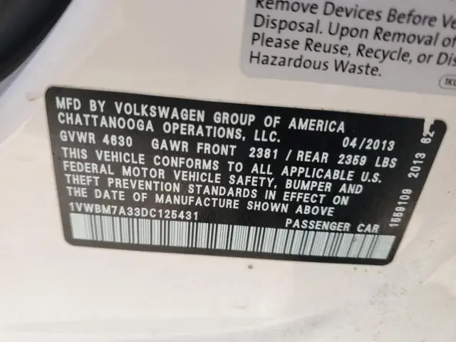 2013 VOLKSWAGEN PASSAT SE  