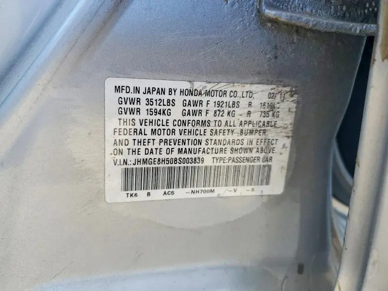 2011 HONDA FIT SPORT  