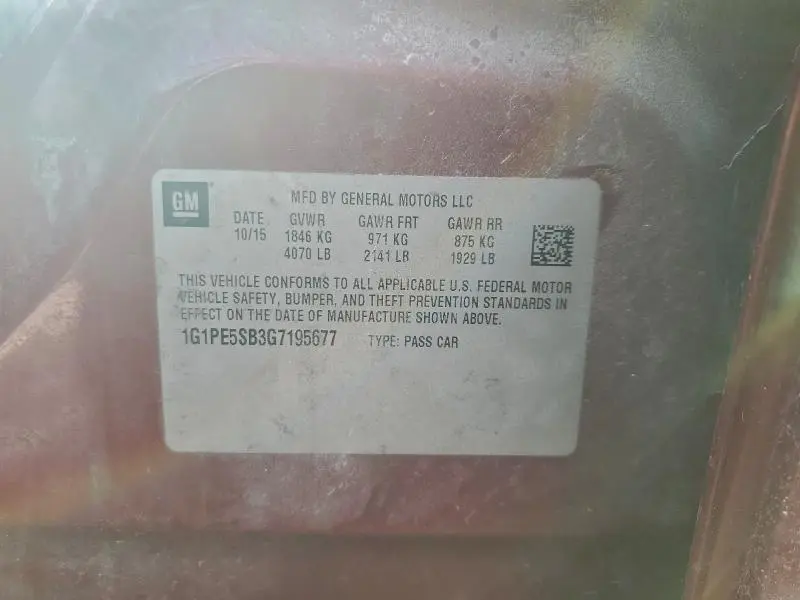 2016 CHEVROLET CRUZE   