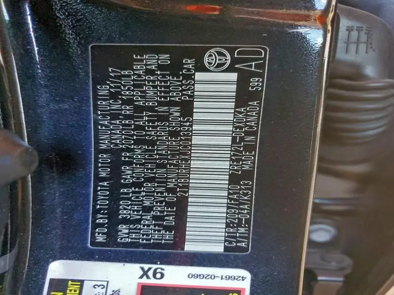 2018 TOYOTA COROLLA L  