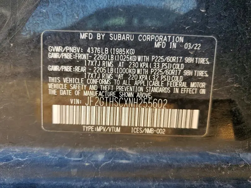 2022 SUBARU CROSSTREK SPORT  