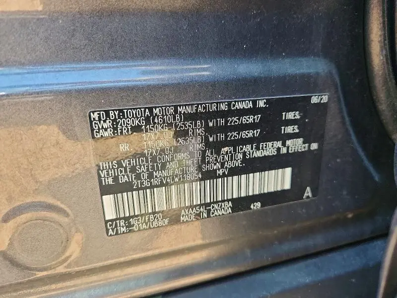 2020 TOYOTA RAV4 LE  