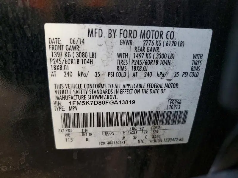 2015 FORD EXPLORER XLT  