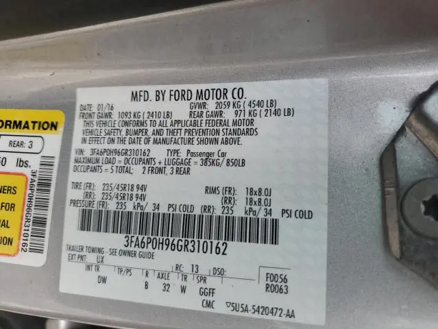 2016 FORD FUSION SE  