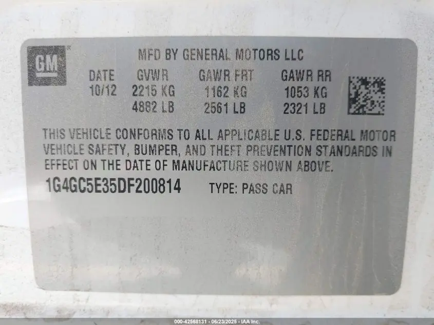 2013 BUICK LACROSSE LEATHER GROUP