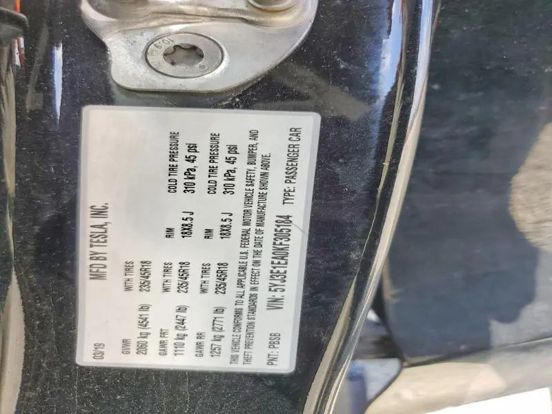 2019 TESLA MODEL 3   