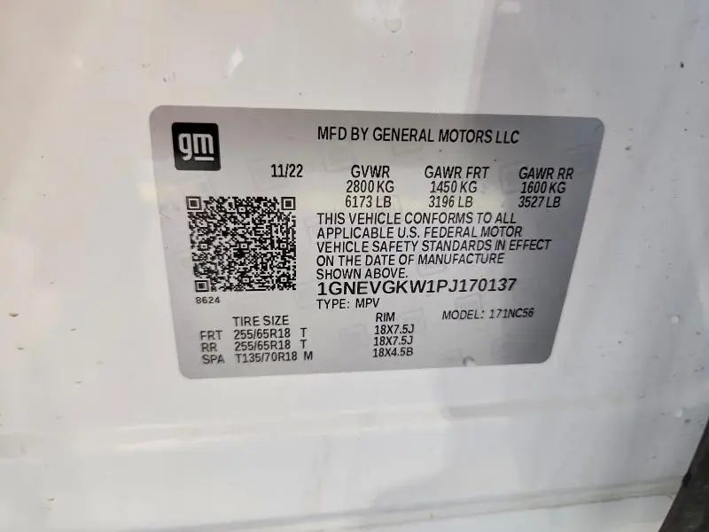 2023 CHEVROLET TRAVERSE LT  