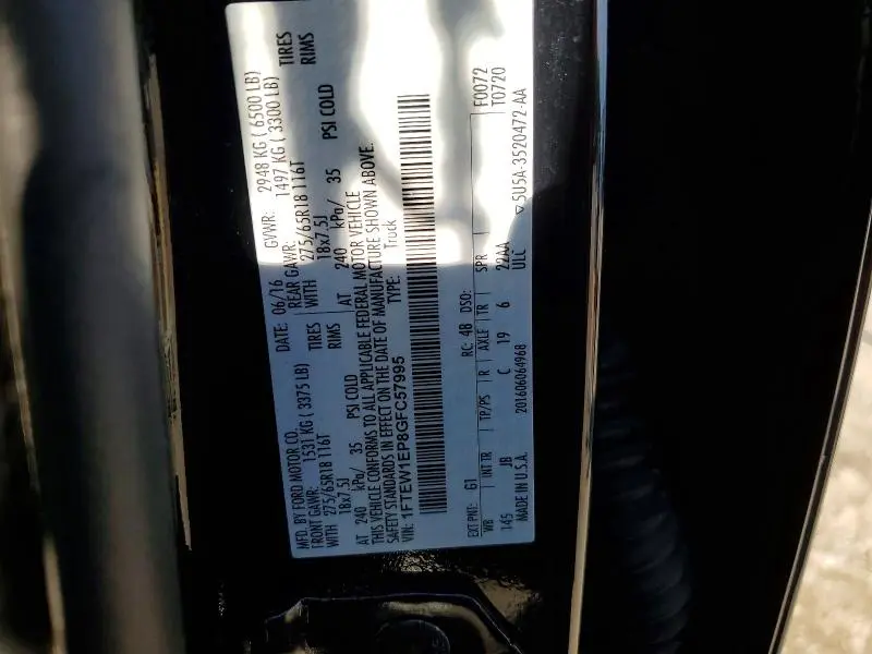 2016 FORD F150 SUPERCREW  