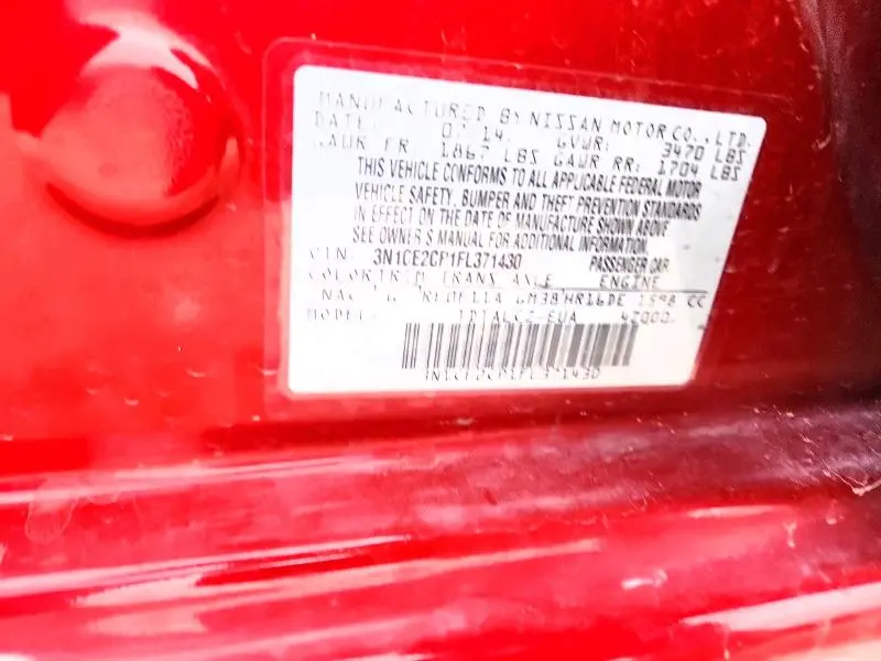 2015 NISSAN VERSA NOTE S PLUS  