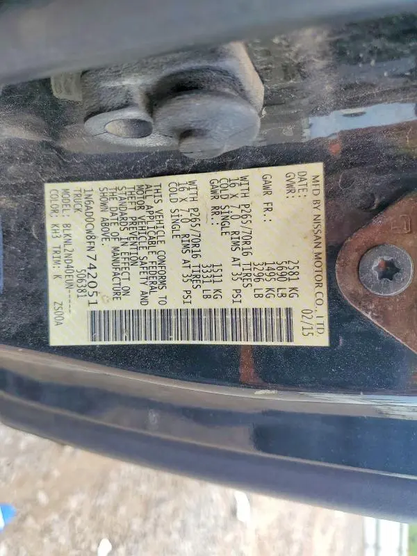 2015 NISSAN FRONTIER SV V6  