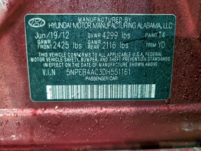 2013 HYUNDAI SONATA GLS  