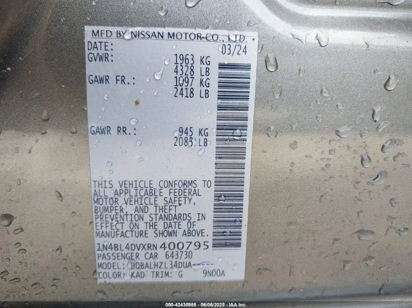 2024 NISSAN ALTIMA SV FWD