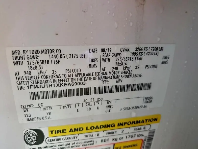 2019 FORD EXPEDITION XLT  