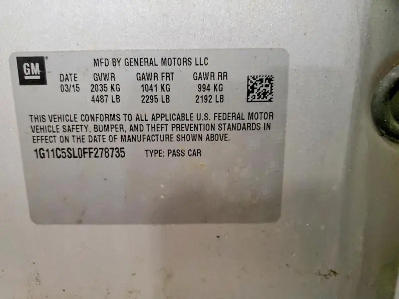 2015 CHEVROLET MALIBU 1LT  