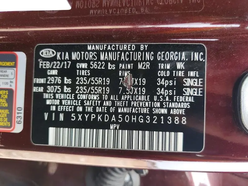 2017 KIA SORENTO SX V6  