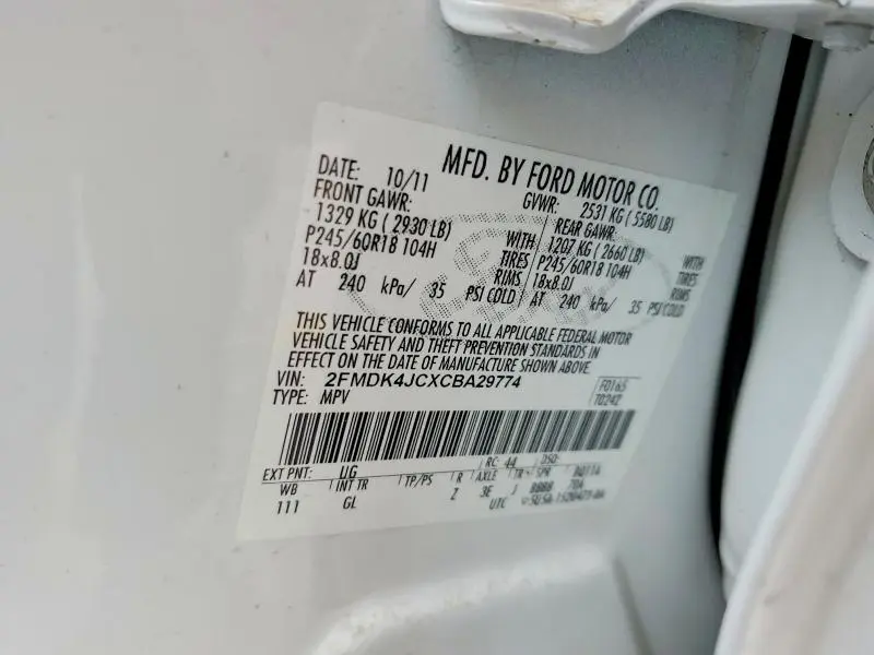 2012 FORD EDGE SEL  