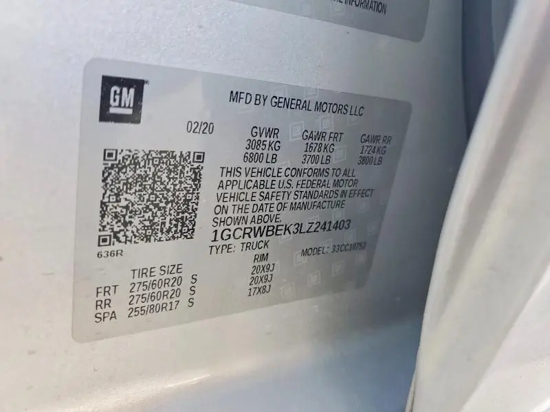 2020 CHEVROLET SILVERADO C1500 CUSTOM  