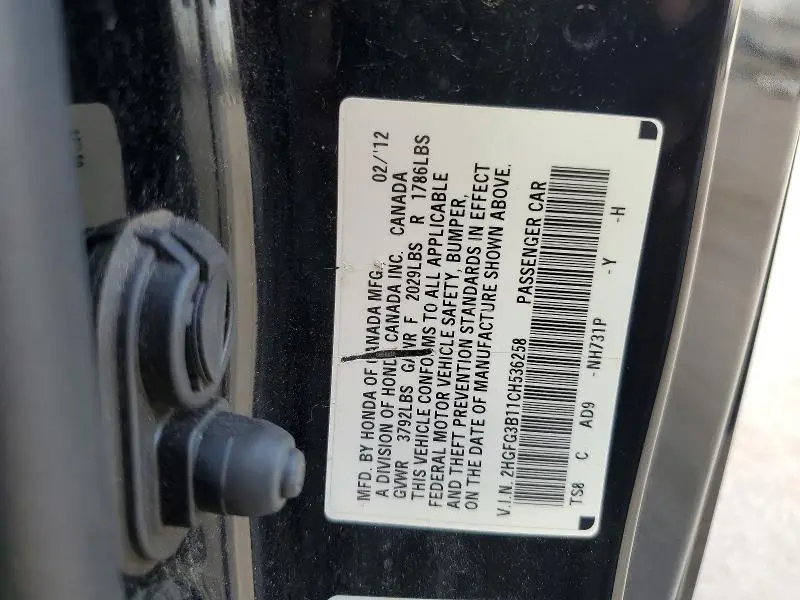 2012 HONDA CIVIC EXL  