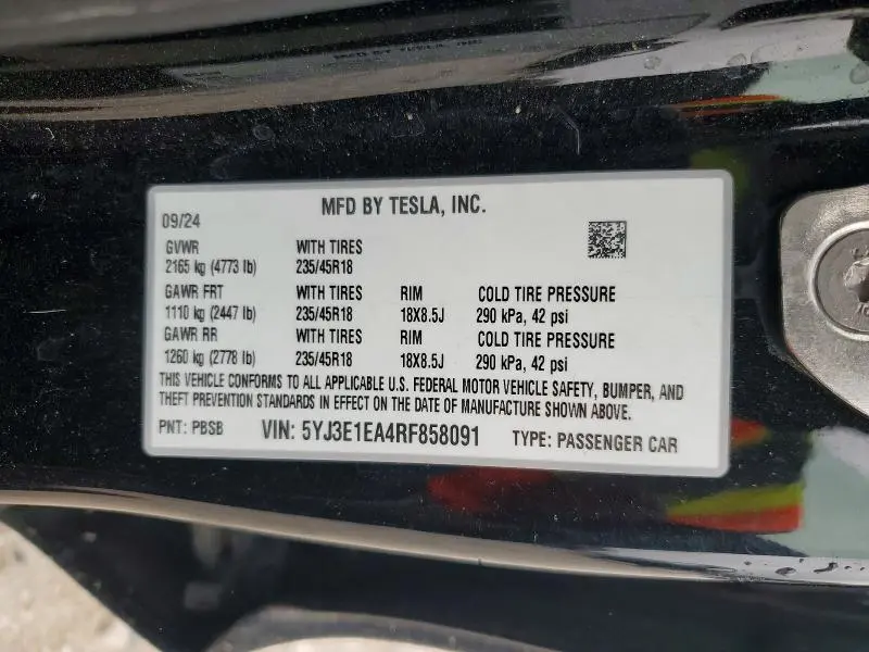 2024 TESLA MODEL 3   