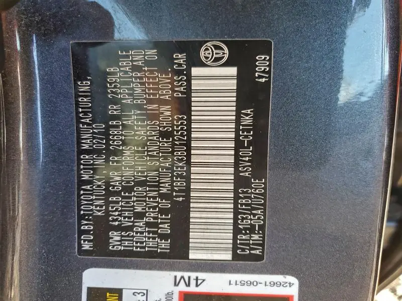 2011 TOYOTA CAMRY BASE  