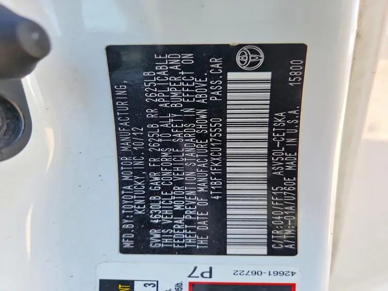 2012 TOYOTA CAMRY SE  