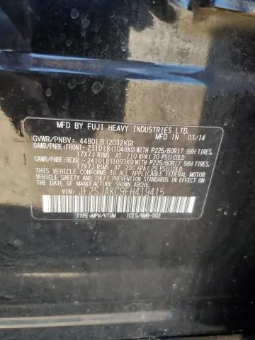2015 SUBARU FORESTER 2.5I LIMITED  