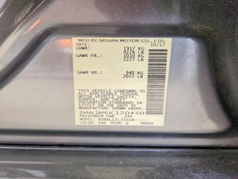 2018 NISSAN ALTIMA 2.5 SV  
