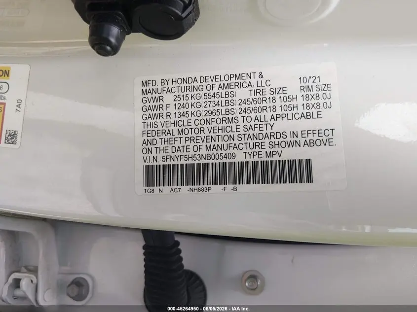 2022 HONDA PILOT 2WD EX-L