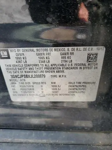 2018 CHEVROLET TRAX 1LT  