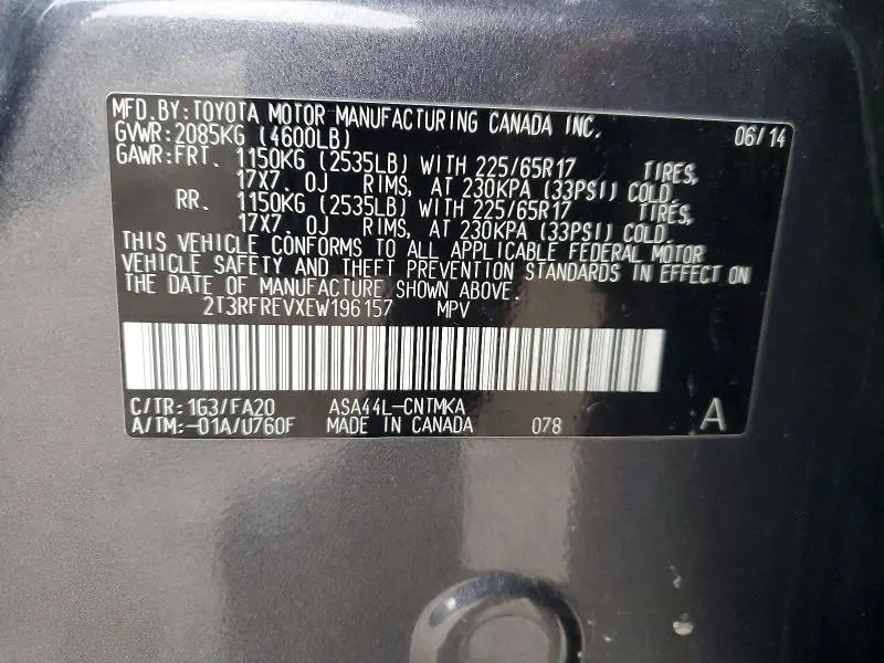 2014 TOYOTA RAV4 XLE  