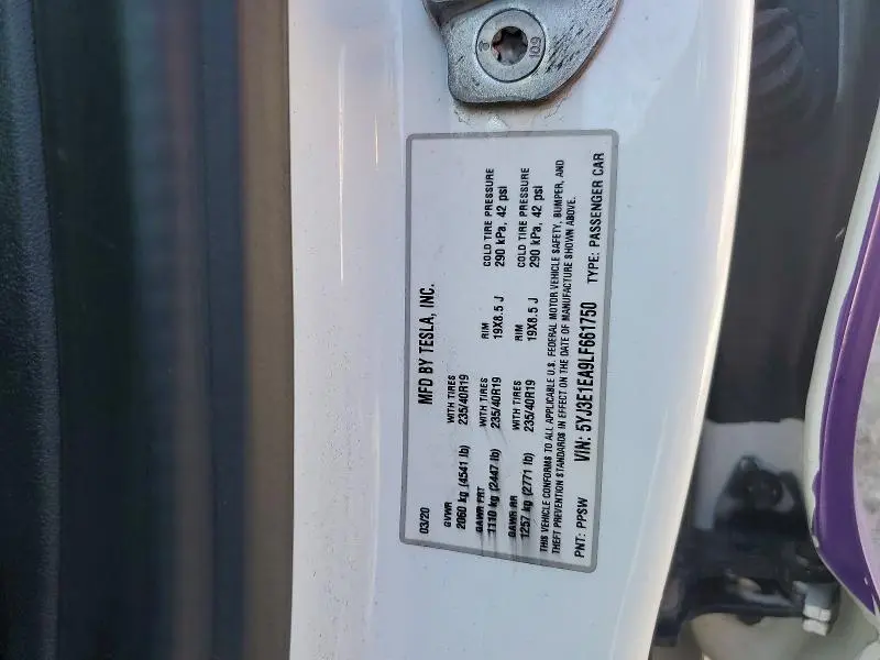 2020 TESLA MODEL 3   