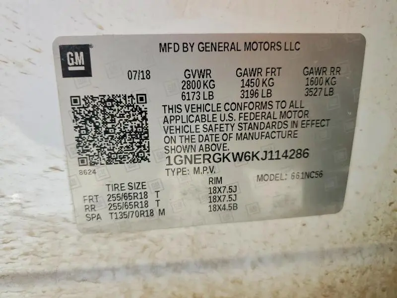 2019 CHEVROLET TRAVERSE LT  