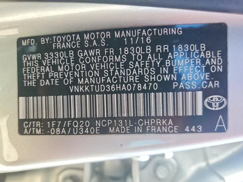 2017 TOYOTA YARIS 5-DOOR L FLEET  