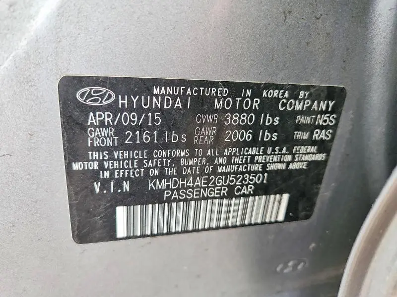 2016 HYUNDAI ELANTRA LIMITED  