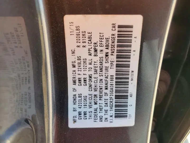 2016 HONDA ACCORD LX  