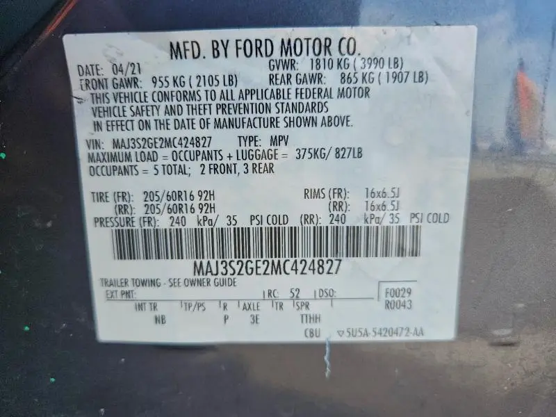 2021 FORD ECOSPORT SE  