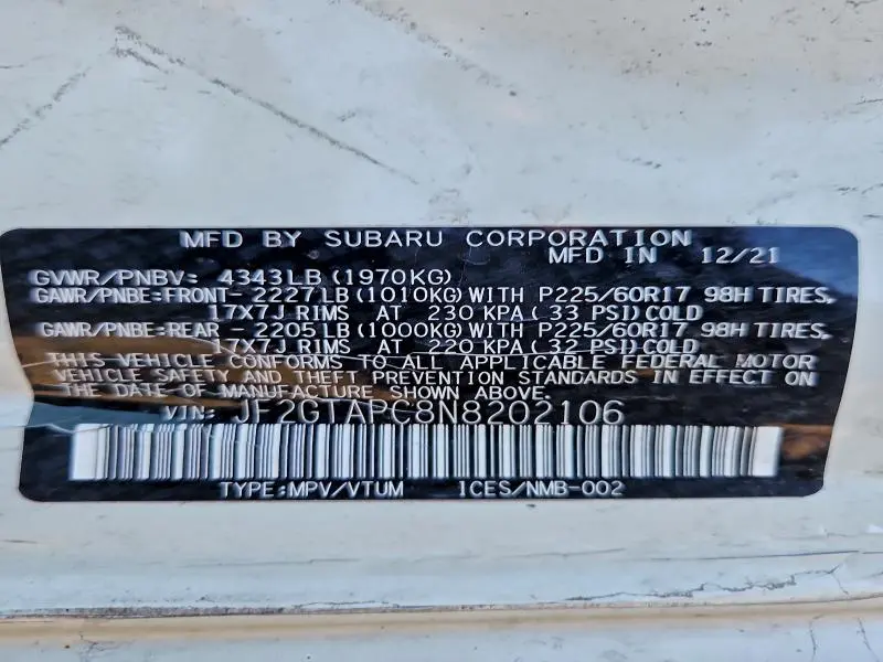 2022 SUBARU CROSSTREK PREMIUM  