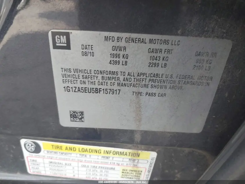 2011 CHEVROLET MALIBU LS