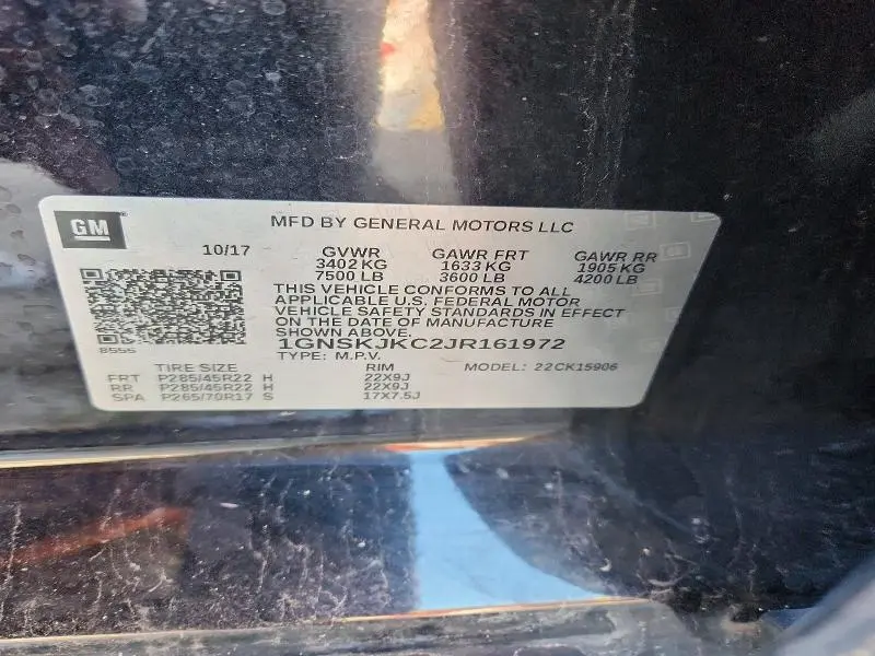 2018 CHEVROLET SUBURBAN K1500 PREMIER  