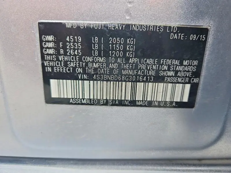 2016 SUBARU LEGACY 2.5I PREMIUM  