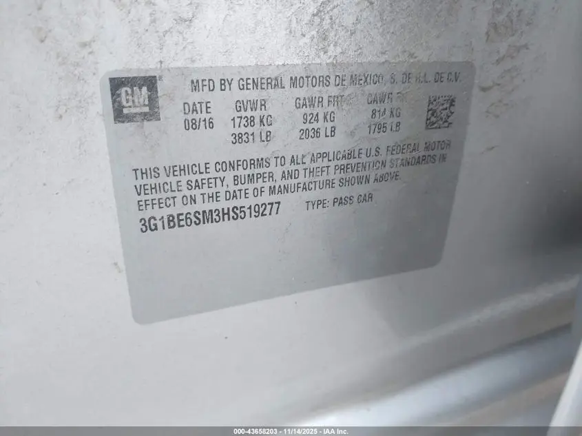 2017 CHEVROLET CRUZE LT AUTO