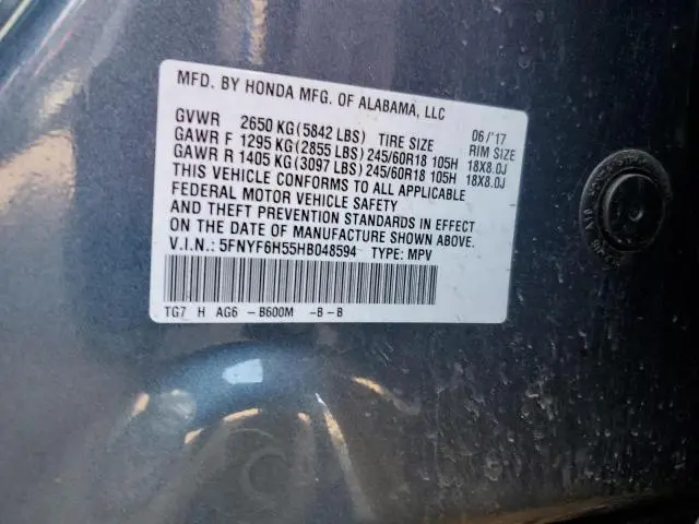 2017 HONDA PILOT EXL  